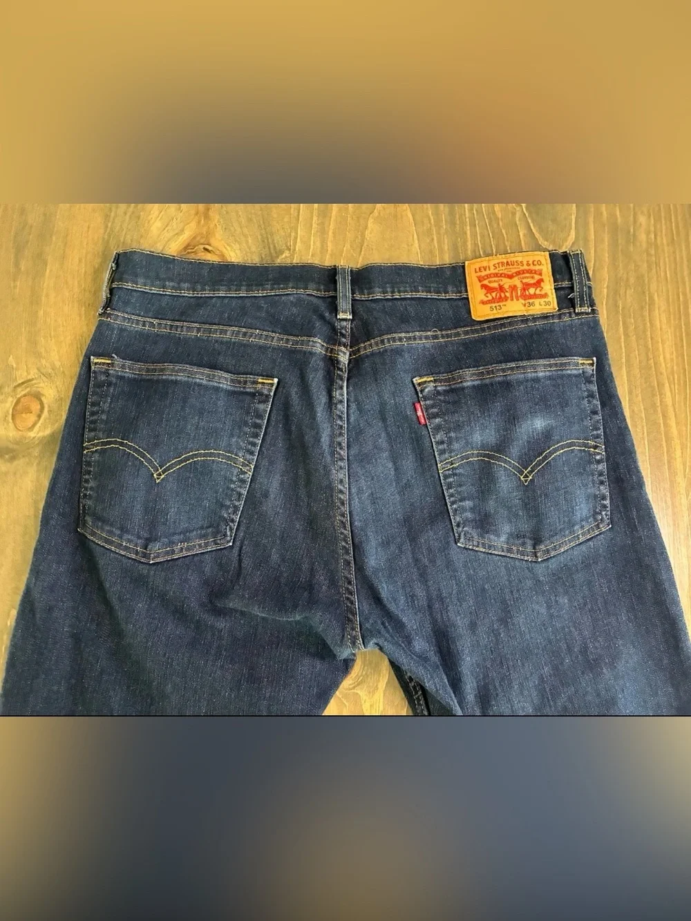 Levi’s 513 Slim Straight Jeans Mens 36x30 Dark Wash Blue Denim Red Tab